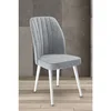 Hanah Home set trpezarijskih stolica Platinum 8 kom, siva tkanina Jerry, bele metalne noge