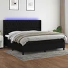 Greatstore Box spring postelja z vzmetnico LED črna 200x200 cm blago