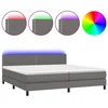 Krevet box spring s madracem LED sivi 200x200cm od umjetne kože