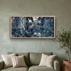 WallXpert uramljena MDF slika ARTSNTMDL11, kubistička kompozicija u plavim i sivim tonovima, 33 x 70 cm
