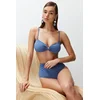 Trendyol Blue Strapless Accessory Bikini Top