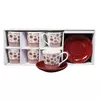 Set šoljica za kafu RXG-N25708D, Porcelan, 180ml, 6 komada, Crveni