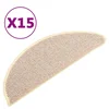 Vidaxl Stopniščne preproge 15 kosov 65x21x4 cm bele in rjave polkrožne velike