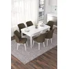 Hanah Home Set Trpezarijski sto i 6 stolica Nef, Braon-beli
