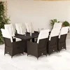 9-dijelni vrtni bistro set od poliratana s jastucima smeđi