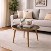 Hanah Home klub sto Polen 80, 80 cm, hrast / crni mermer