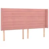 Vidaxl Vzglavje z ušesi roza 183x16x118/128 cm žamet