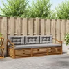 Set vanjskih sofa s jastukom 3 pcs Prirodna i svijetlo siva