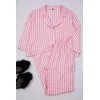 Trendyol Pink-Multicolored Striped Viscose Woven Pajama Set