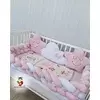 Bubamara037 Pletenica za krevetac, Četvorostruka, 240cm, Roze-bela