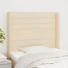 Vidaxl vidaXL Vzglavje postelje s krilci, kremne barve, 93x16x118/128 cm, blago