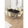 Hanah Home trpezarijski set Afe, sto i 6 stolica, ploča u dekoru Sonata, hromirane noge, krem tkanina Babyface