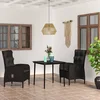 3-dijelni vrtni blagovaonski set s jastucima crni