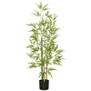 HOMCOM Umetna bambusova rastlina visoka 120 cm s 3 debli z loncem O15x12 cm, umetne rastline iz PEVA, PP in kovine, za notranjo in zunanjo uporabo, vrt, pisarna, dnevna soba, zelena in črna
