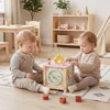 Costway Leseni aktivnostni kocka Montessori senzorična igrača za otroke od 18 mesecev naprej