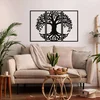 WallXpert metalni zidni ukras 5273, drvo života sa korenjem u 3 panela, 175 x 117 cm, crni