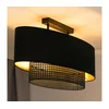 Duolla - Plafonski luster DOUBLE OVAL RATTAN 2xE27/15W/230V crna/ratan