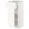 METOD / MAXIMERA Podni element s fiokom/vratima, bela/Vallstena bela, 40x37 cm