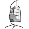 Homestar Viseči stol z nosilcem zložljiv ratan koš 101x105x196 cm svetlo siva