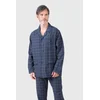 Moška flanelna pižama RAMON 4XL Temno modra