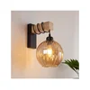 Brilagi - Stenska svetilka WOOD GLASS 1xE27/60W/230V borovina/črna/dimno rjava