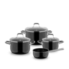 WMF Fusiontec Essential PRO 4-delni set posode, 16/16/20/24 cm, stekleni pokrovi, črn (0520795290)