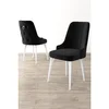 Hanah Home set trpezarijskih stolica Enoa 8 kom, crna tkanina Babyface, bele drvene noge