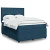 Vidaxl Box spring postelja z vzmetnico temno modra 140x190cm žamet