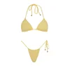 Acuarela Brand Bikini Rio Triangle Bikini Set pastelno rumena