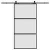 Vidaxl Drsna vrata z opremo črna 102,5x205 cm kaljeno steklo