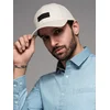 Ombre Mens baseball cap with visor and rectangular patch - cream