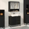 Set namještaja za kupaonicu 2 pcs Crni hrast Konstruirano drvo