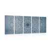 5-delna slika temno modri cvet Mandale - 200x100