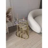 Hanah Home set od 3 pomoćna stola Milas 3, zlatni / providno staklo