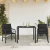 3-dijelni bistro set s jastucima crni od poliratana