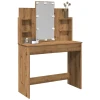 Toaletni stol s LED svjetlima Artisan hrast 96x40x142 cm