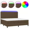 vidaXL vidaXL Box spring postelja z vzmetnico LED temno rjava 200x200cm blago, (20902123)