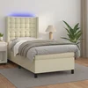 Krevet box spring s madracem LED krem 90x200 cm od umjetne kože