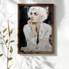 WallXpert uramljena MDF slika NAL167-70, žena sa belom kosom u kolaž stilu na tamnoj pozadini, 50 x 70 cm