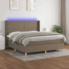 vidaXL Box spring postelja z vzmetnico LED taupe 180x200 cm blago