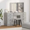 Toaletni stol s zrcalnim svjetlima 3 pcs Siva Konstruirano drvo