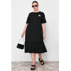 Trendyol Curve Black Gathered and Label Detailed Knitted T-shirt Dress