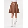 88854 Dewberry Flared Faux Leather Skirt-TABA