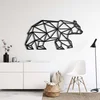 WallXpert metalni zidni ukras 5012, geometrijski medved u hodu, 76 x 38 cm, crni