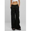 Womens high-waisted and wide-leg twill trousers black