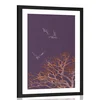 Plakat s paspartujem prelet ptic nad drevesom - 30x45 silver