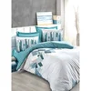 Nesto - Petrol Petrol Green White Ranforce Super King Quilt Cover Set
