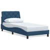 Vidaxl Posteljni okvir brez vzmetnice modra 90x190 cm tkanina