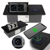 shumee Zložljiva vtičnica za pult, črna, 2X USB, 2X 230V, induktivni polnilnik