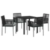 Vrtni set za objed 5 pcs Crna PE ratan